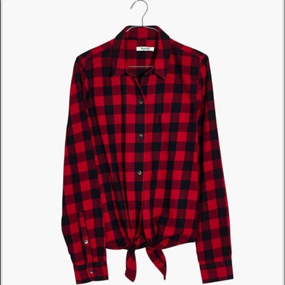 Madewell Buffalo Check Tie Front Flannel Shirt - Picture 3 of 3